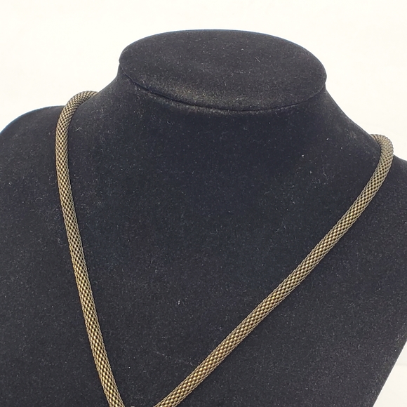 Vintage metal corded mesh chain with large bronze color metal beaded necklace - Picture 8 of 8
